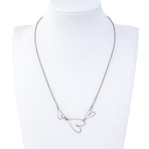 Vintage Sterling Silver 925 Triple Heart Necklace 16.5"